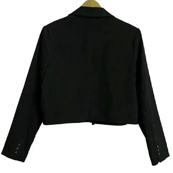 Danielle Bernstein Blazer Women’s Medium Black Cropped Open Front NWT - Picture 2 of 8